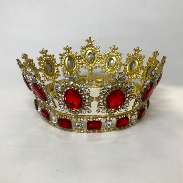 CROWN, Gold with Red Jewels 17cmD base